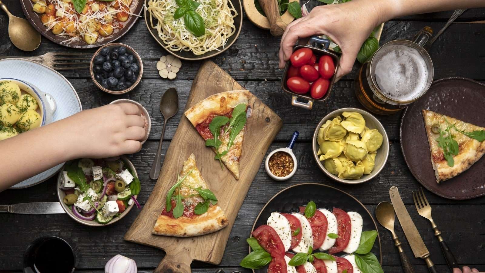 enjoying italian food